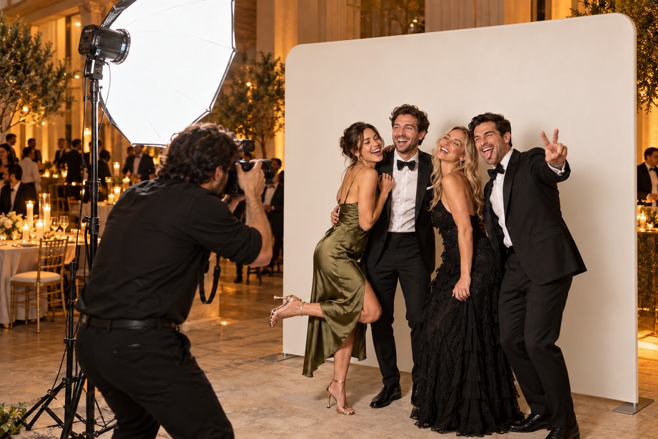 Event photographer capturing guests at the Paparazzi Booth