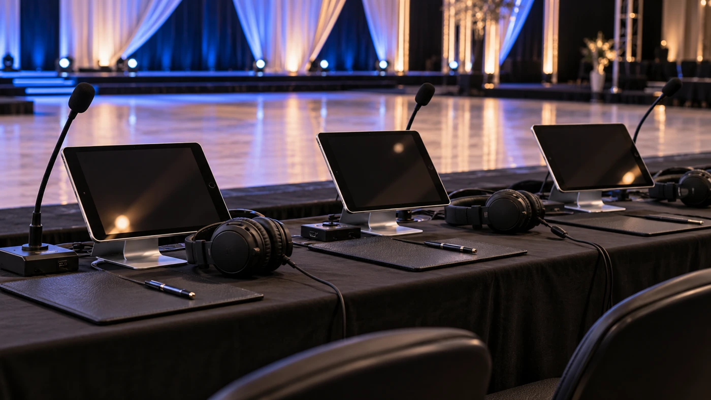 Judges iPads, headphones and microphones