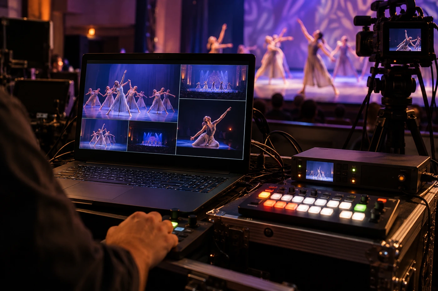 Multi-camera dance recital livestream workstation