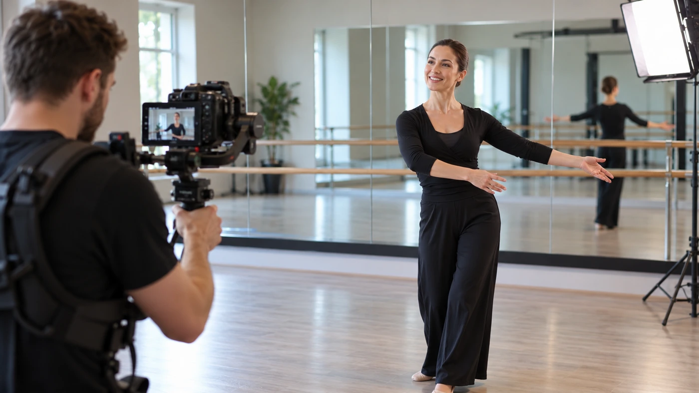 Promotional video shoot in a dance studio